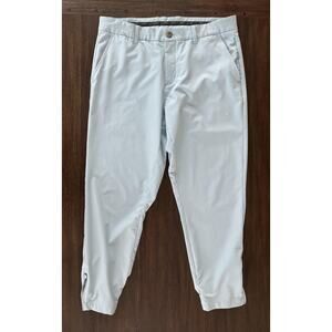 Primo Jogger Pants Mens 34 Short Light Blue Stretch Tapered Ankle Zip Hem